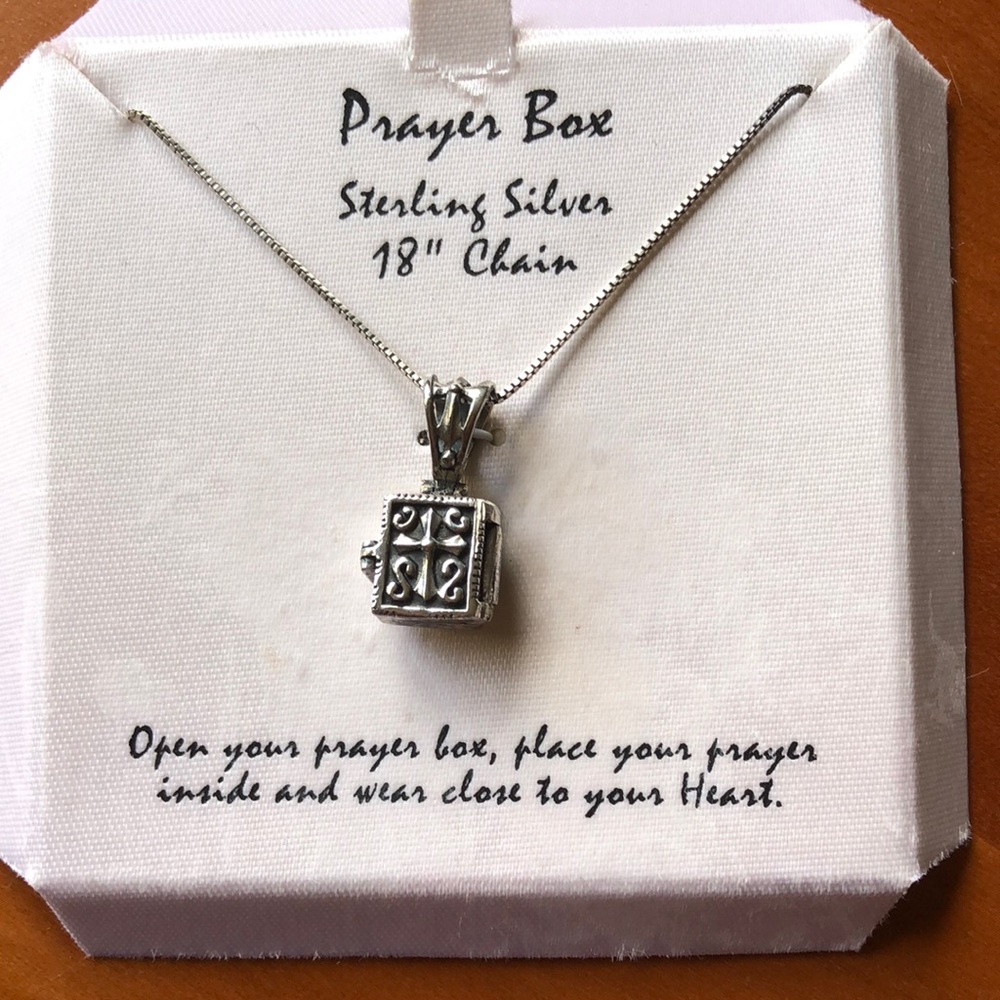 Sterling silver prayer box necklace
